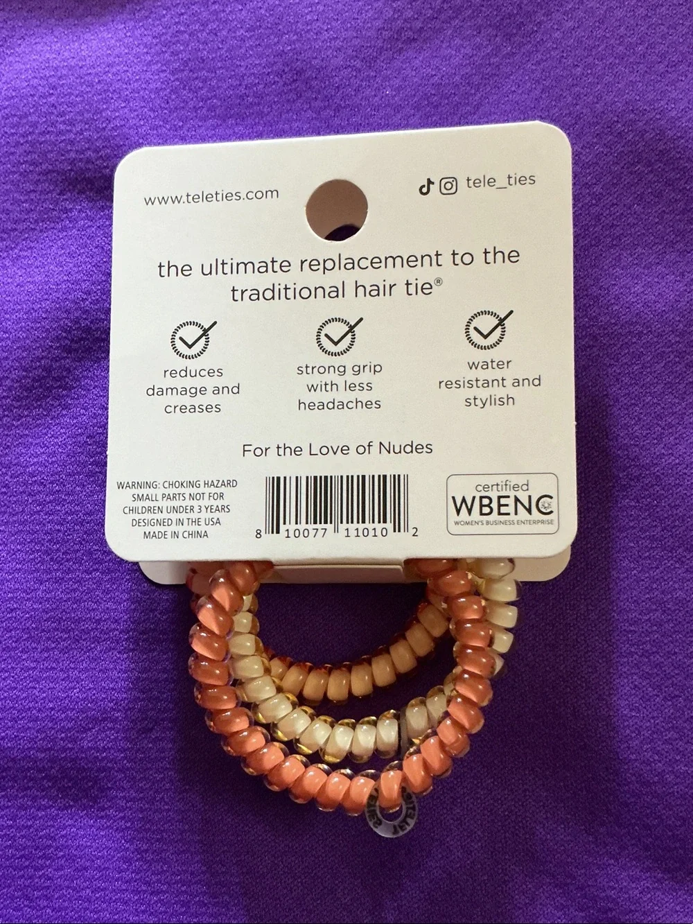 TELETIES Small Spiral Hair Ties - Peach & Cream Trio
